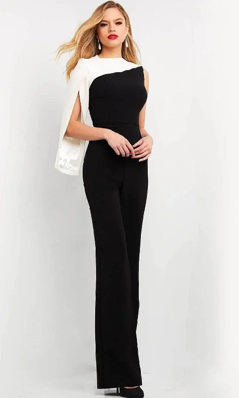 Discount Price Jovani - 06875SC Split Sleeve Asymmetrical Jumpsuit