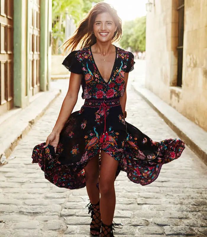 Latest Fashion DressBetty - 2024 Summer Beach Party Sundress: Women's Boho Floral Evening Dress