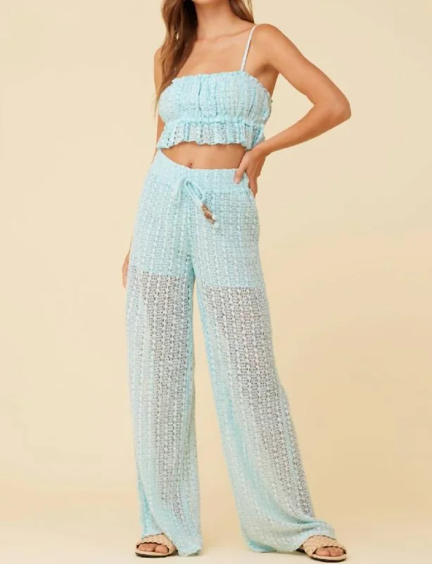 Everyday Wear Crochet Pants In Blue