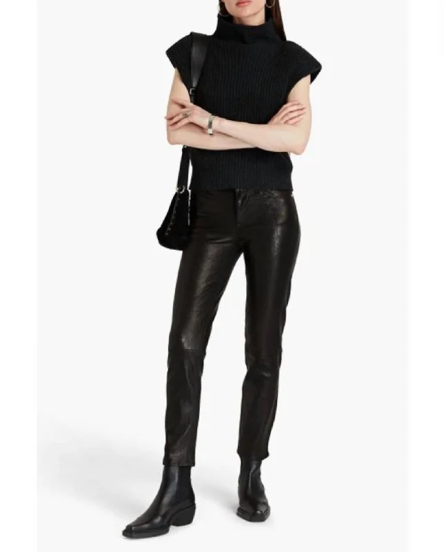 High End Fashion Le High Leather Pants In Noir