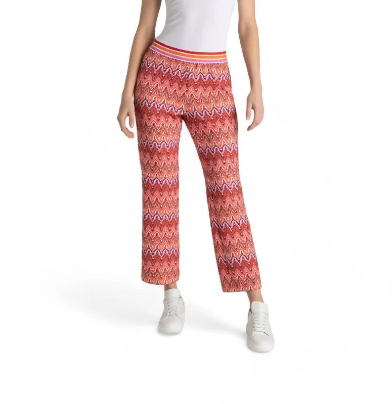 Quality Driven Apparel Flare Kick Pant In Pumpkin Orange Jacquard