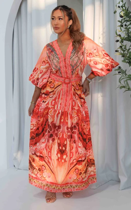 Weekend Sale Santorini Maxi Dress - Orange Print