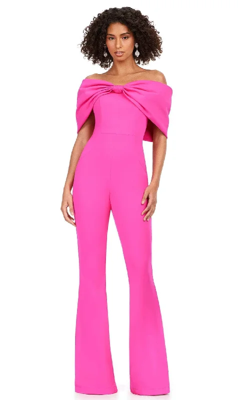 Big Sale Event Ashley Lauren 11414 - Bow-Detailed Off Shoulder Jumpsuit