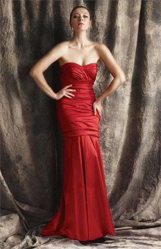 Online Boutiques Best Theia - Strapless Sweetheart Ruched Taffeta Gown 881196