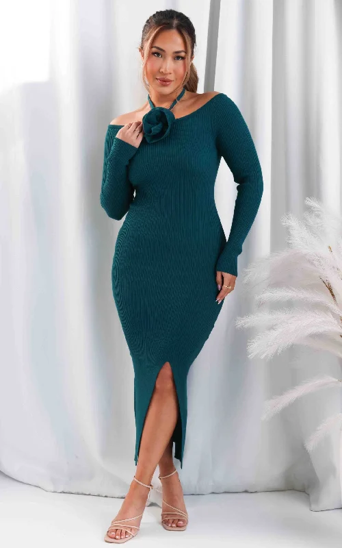 Bold Fashion Rosabelle Knit Maxi Dress - Teal