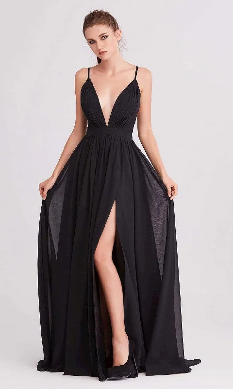 Trendy Fashion For Women J'Adore Dresses - J15005 Deep V Neck Chiffon A-line Gown