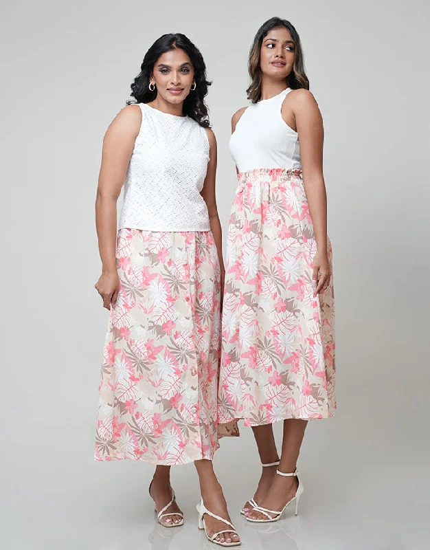 Seasonal Trends Button Front Floral Maxi Skirt