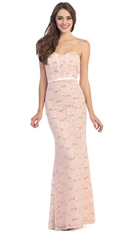 Stylish Looks Eureka Fashion - Strapless Corset Bodice Lace Sheath Evening Gown