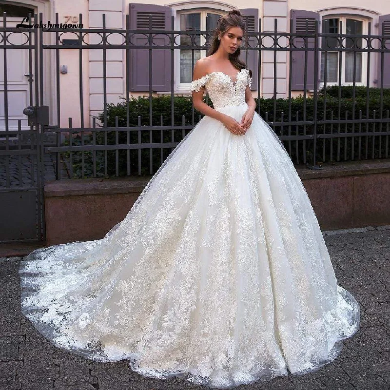 Women Online Clothing Boutiques Roycebridal Luxury Lace African Wedding Dress Ball Gown Off the Shoulder