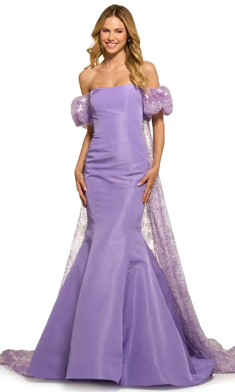 Trendy Outfits For Ladies Sherri Hill 55509 - Detachable Cape Strapless Mermaid Gown