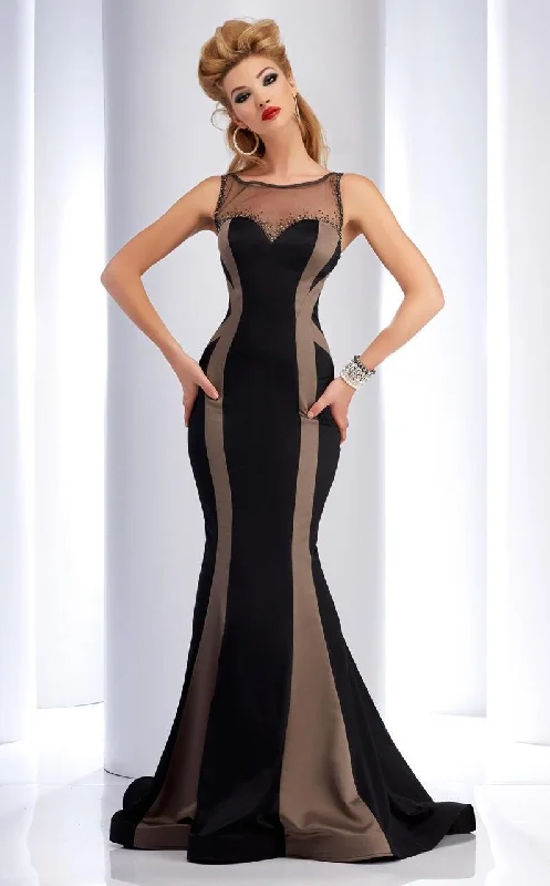 Latest Trends Clarisse - 4737 Fitted Sheer Striped Trumpet Gown