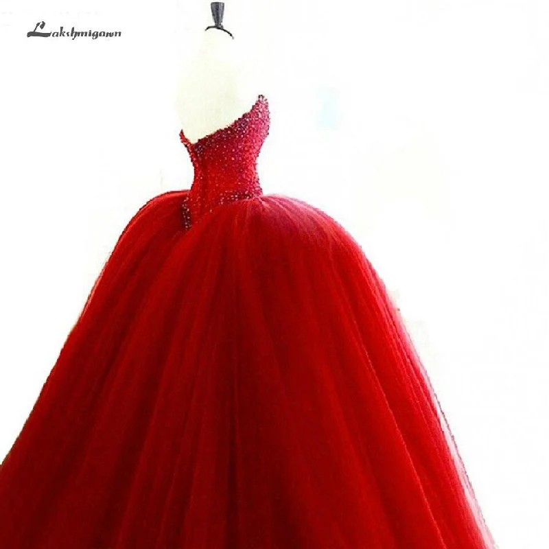 Women's Clothes Roycebridal Luxury Red Wedding Dress Beading Sexy Bridal Off Shoulder