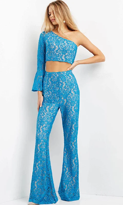 Attire Sale Jovani 08693 - Asymmetric Neck Two Piece Jumpsuit