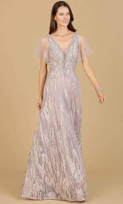 The Good Stuff Lara Dresses 29201 - V-Neck Sheer Cape Sleeve Evening Gown