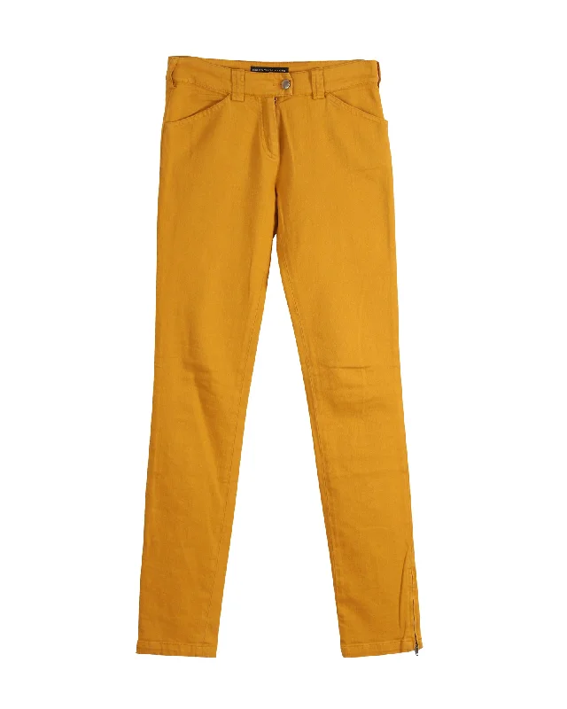 Online Clothing Boutiques Balenciaga Slim-Fit Pants in Yellow Orange Cotton Denim