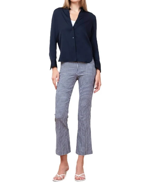 Fashionista Favorites Leo Check Crop Flare Pants In Sailor