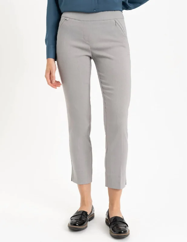 Stay Ahead In Style Ladies Woven Pants In Heather Silver