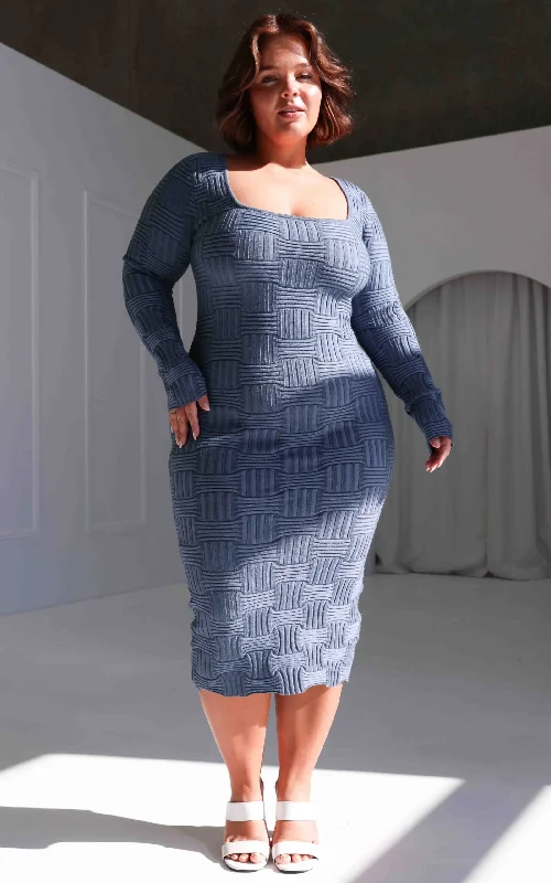 Clothing Woman Miya Knit Midi Dress - Blue Marle