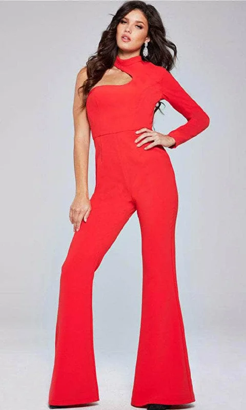 Trend Alert Jovani 41052 - One-Shoulder High Neck Jumpsuit