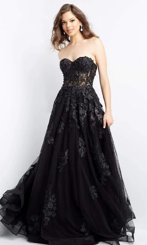 Elegant Clothing Jovani - 07901 Strapless Lace Ornate A-Line Gown