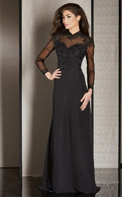 Trendsetting Threads Clarisse - M6212 Embroidered Illusion Long Sleeve Gown