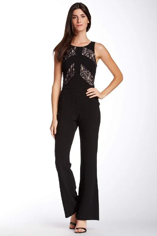 Clothing Sales Taylor - Floral Lace Insert Crepe Flare Jumpsuit 5240M