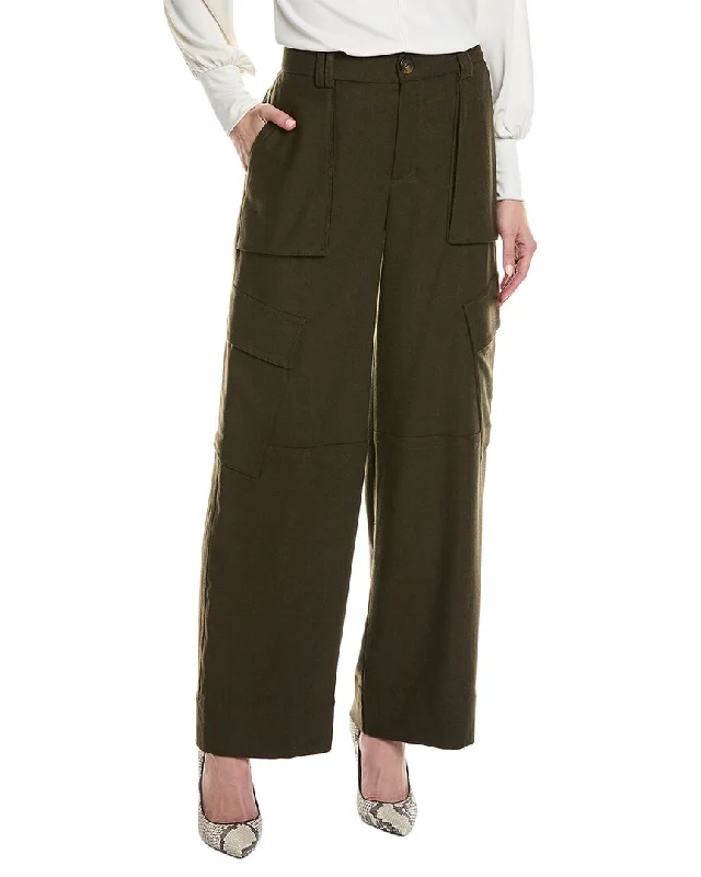 Sale Clothes Online Vince Flannel Wide Leg Raver Wool-Blend Pant