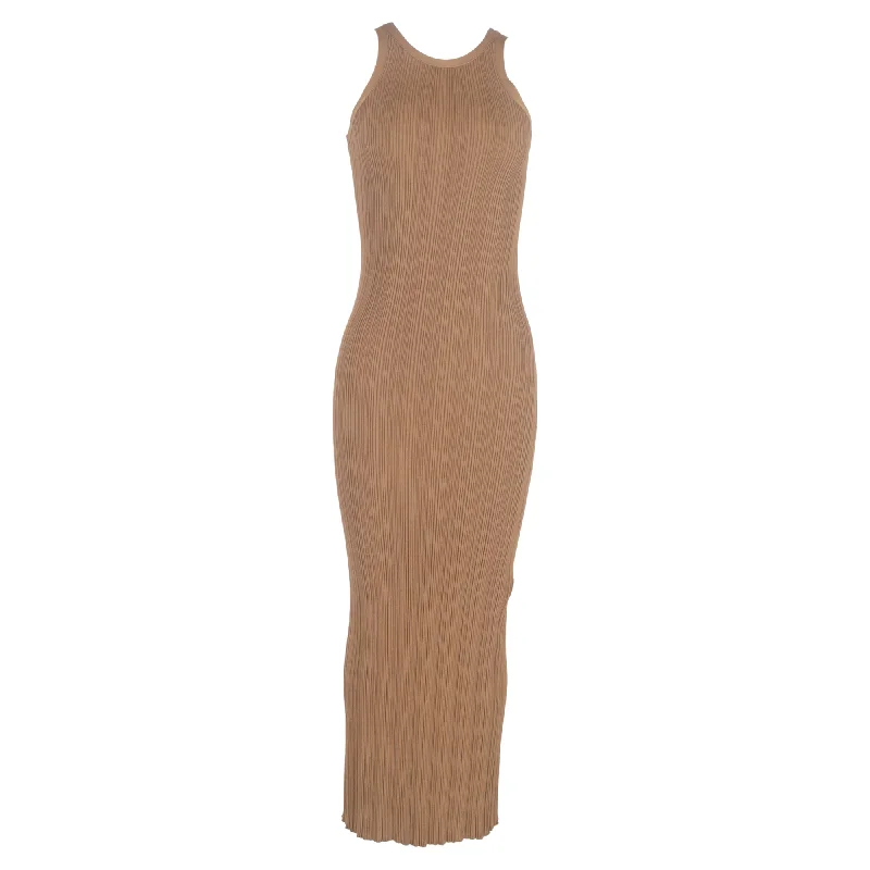 Discount Price Totême Ribbed-Knit Midi Dress in Beige Viscose