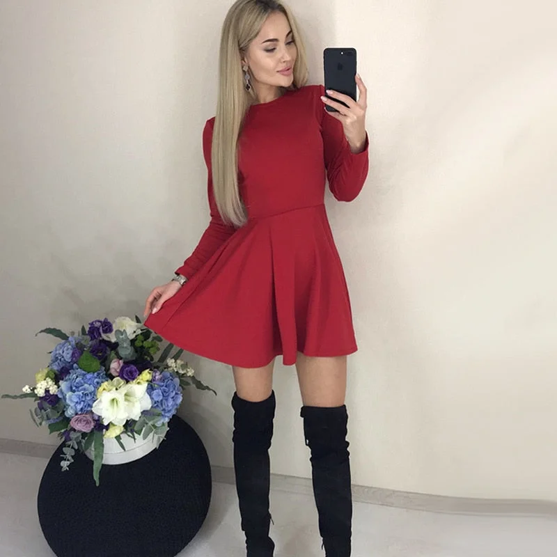 Outfits For Women Long Sleeve Sexy Fashion Mini Dress