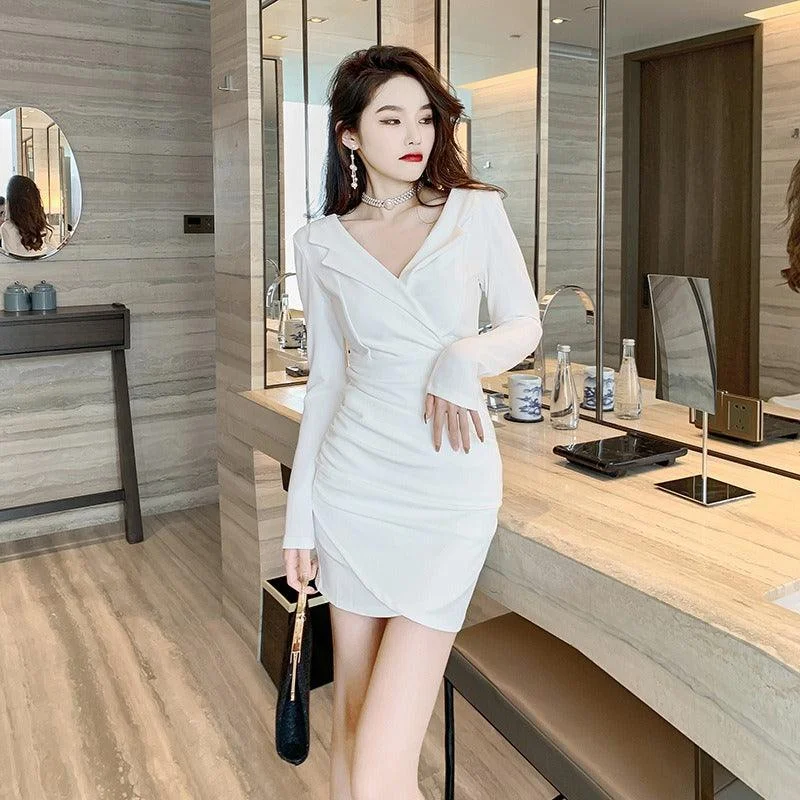 Early Bird Offer White Flare Sleeves Bandage Knitted Mini Dress