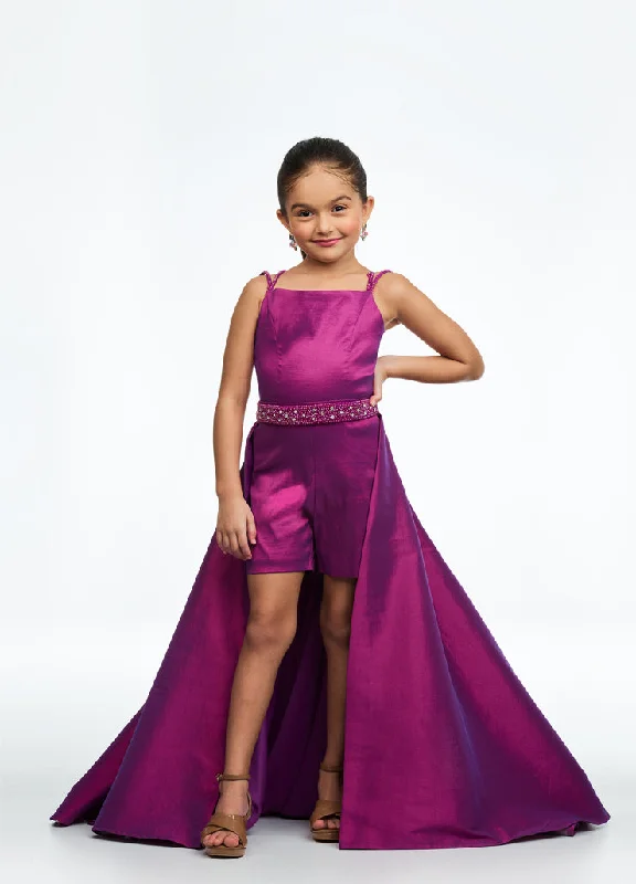 Seasonal Trends Ashley Lauren Kids 8131 Size 2 Magenta Stretch Taffeta Romper Fun Fashion Overskirt Pageant Wear