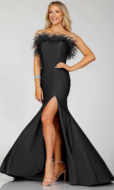 Spring Fashion Terani Couture 231P0067 - Feather Detailed Strapless Prom Gown