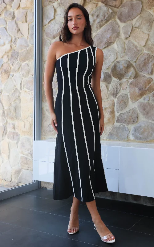 Minimalist Style Finlee Maxi Dress - Black White