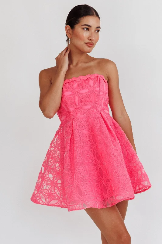 Women's Clothing Online Kesenia Strapless Embroidered Mini Dress Hot Pink