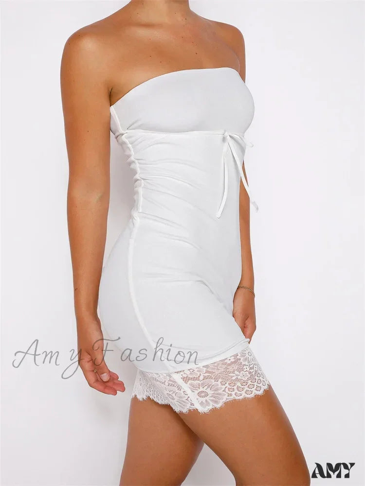 Latest Fashion Amy Fashion - Retro Off Shoulder Tube Strapless Backless Mini Dress