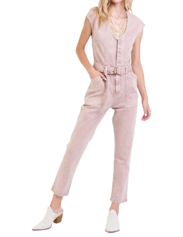 Women's Urban Fashion Nicole Denim Jumpsuit In Rose