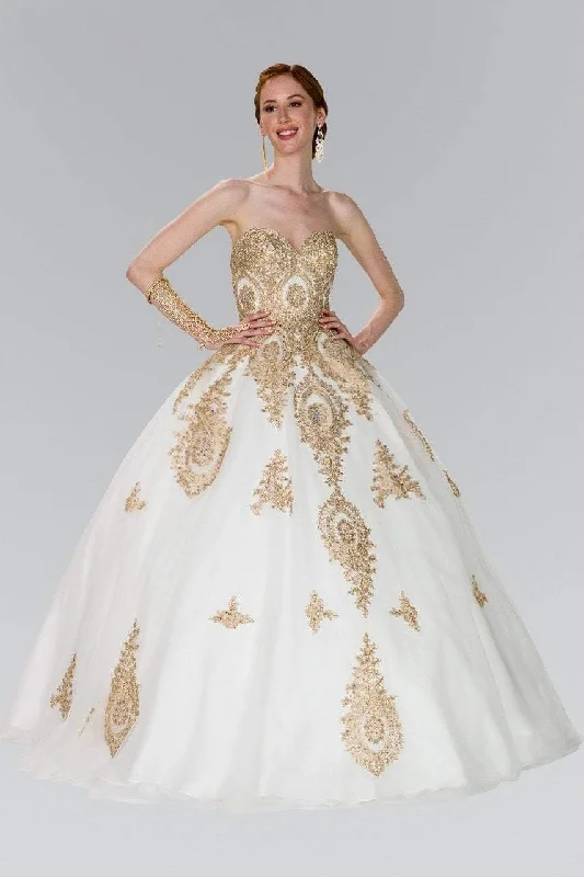 Fashion Sale Elizabeth K - GL2379 Strapless Sweetheart Gilt Lace Ballgown