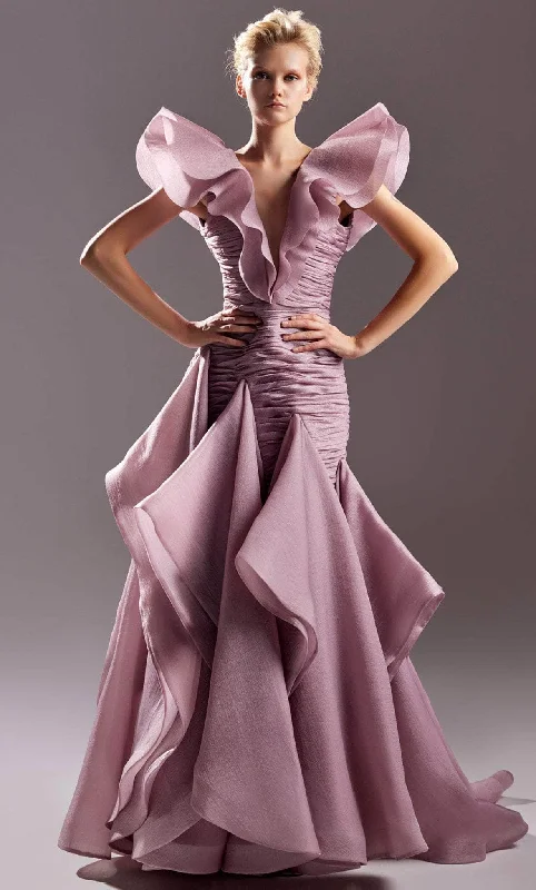 VIP Member Discount MNM Couture G1504 - Ruffle Sleeve Trumpet Evening Gown