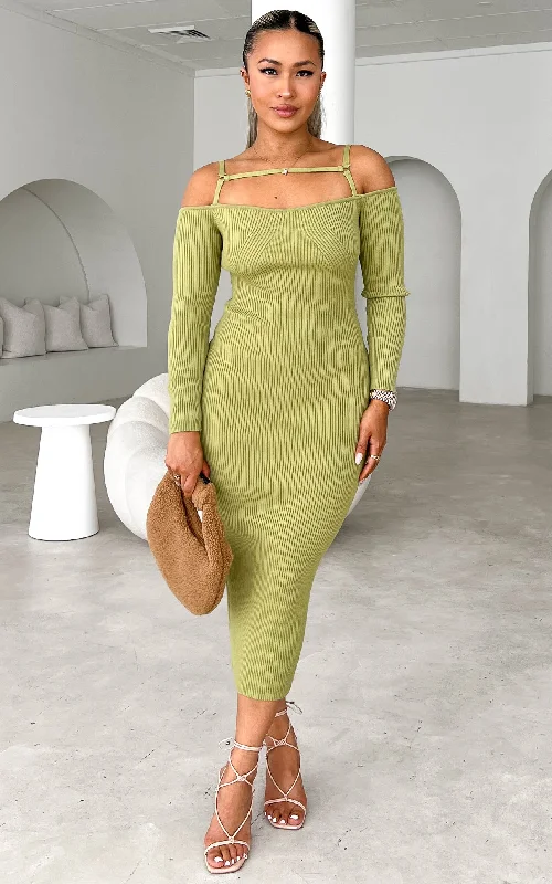 Women's Clothing Online Sale Soji Knit Midi Dress - Light Green