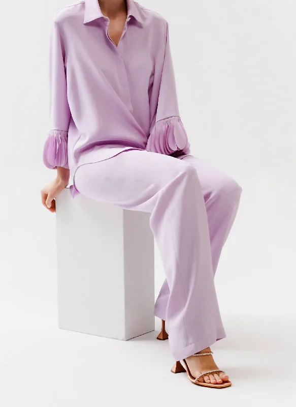 Exclusive Sale Slim Leg Pull-On Pant In Lilac Silk Crepe