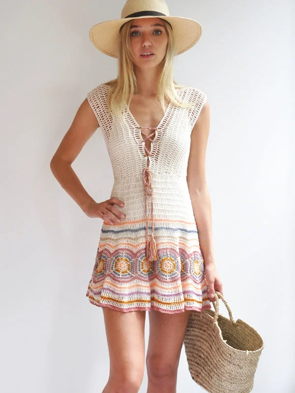 Wardrobe Update Crochet Janice Mini Dress, Cream