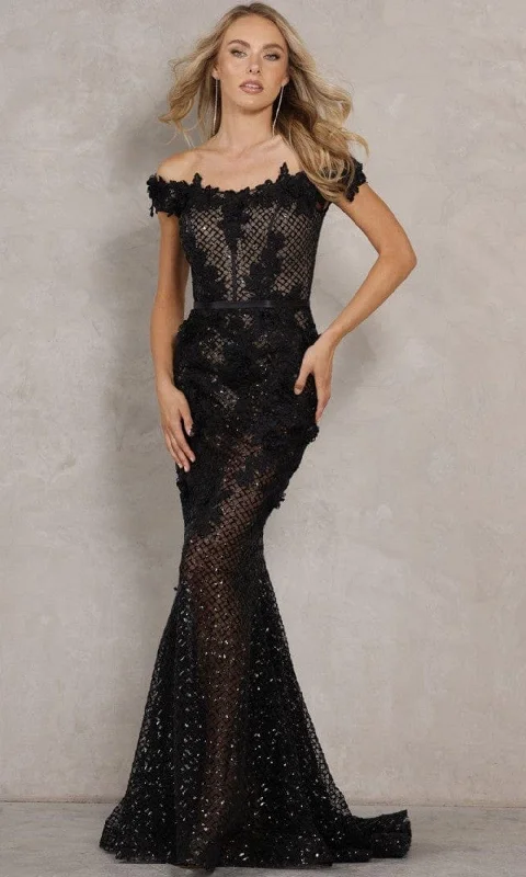 New Arrival Discounts Terani Couture - 2111P4024 Applique Lattice Gown