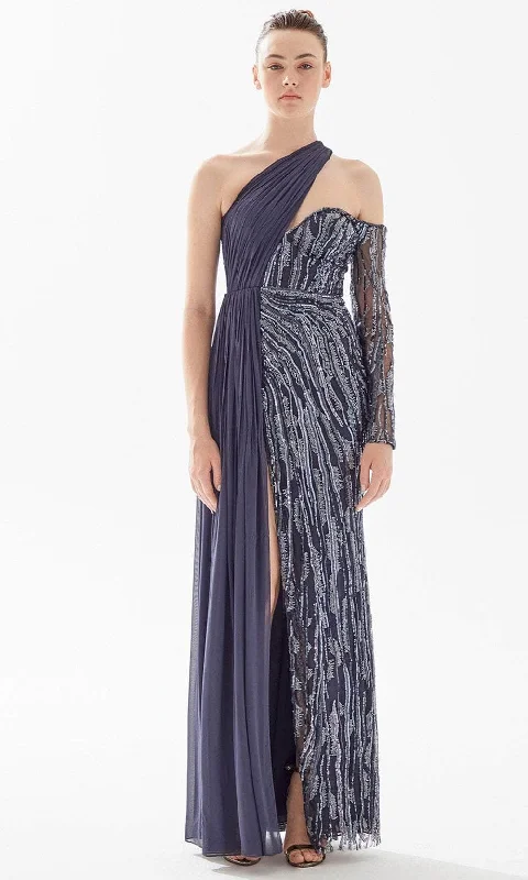 Chic Styles Tarik Ediz 98298 - One Shoulder Cutout Evening Gown