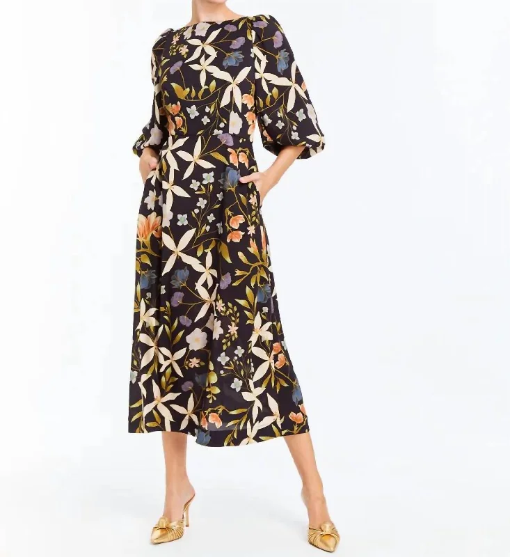 Fashion Forward Outfits Gina Midi Dress In Multi Black