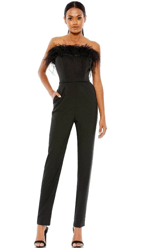 Sophisticated Style Ieena Duggal 68146 - Feathered Strapless Formal Jumpsuit