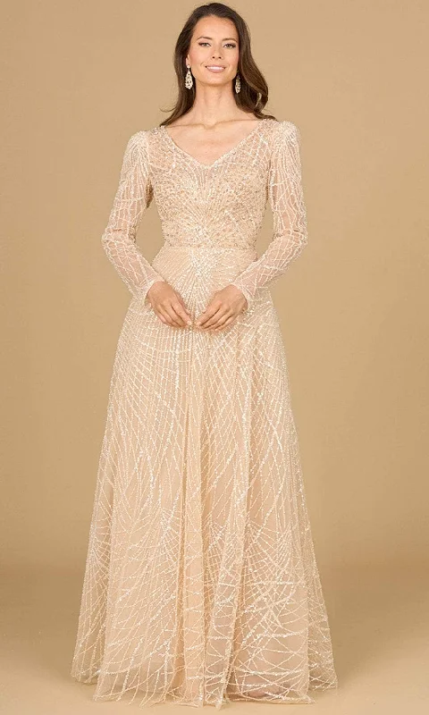 End Of Season Sale Clothing Lara Dresses 29149 - Long Sleeve V-Neck Mother of the Bride Gown