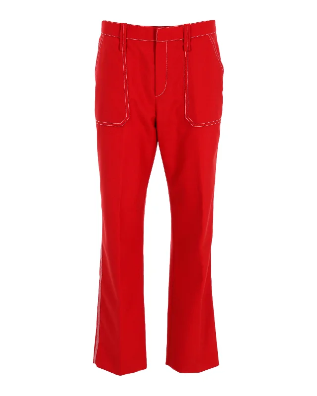 Online Boutique Stores Chloe Boot Cut Trousers in Red Polyester