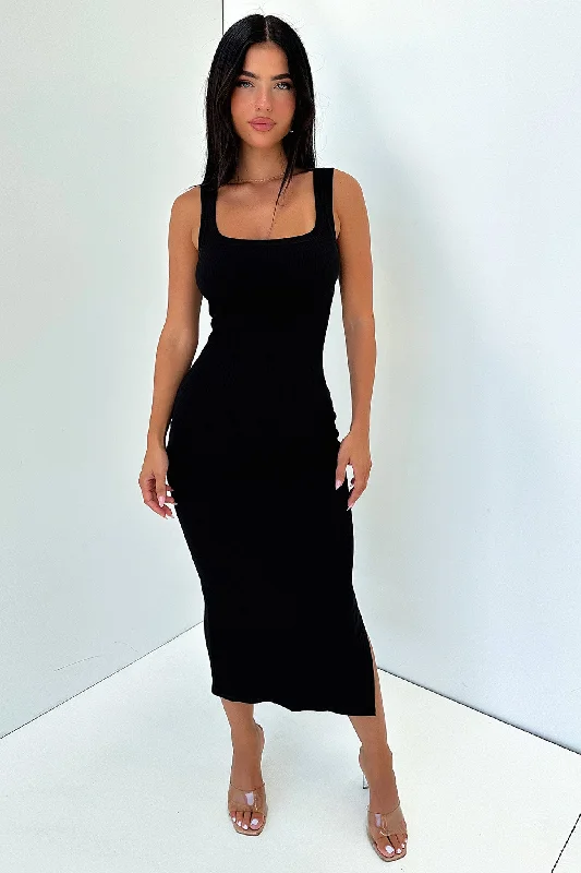 Elevate Your Wardrobe Courtney Midi Dress - Black