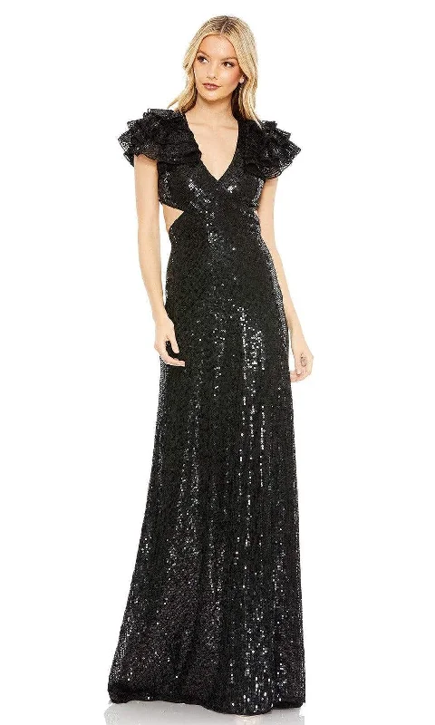 Luxe Women's Fashion Mac Duggal - 10829 Flutter Sleeve Cutout Sequin Gown