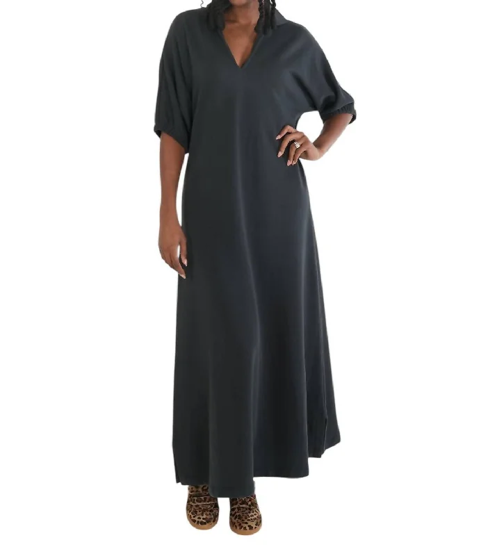 Clearance Event Poppy Maxi Dress In Black French Terry